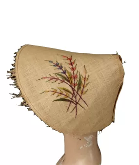 1930s Embroidered Straw Bonnet