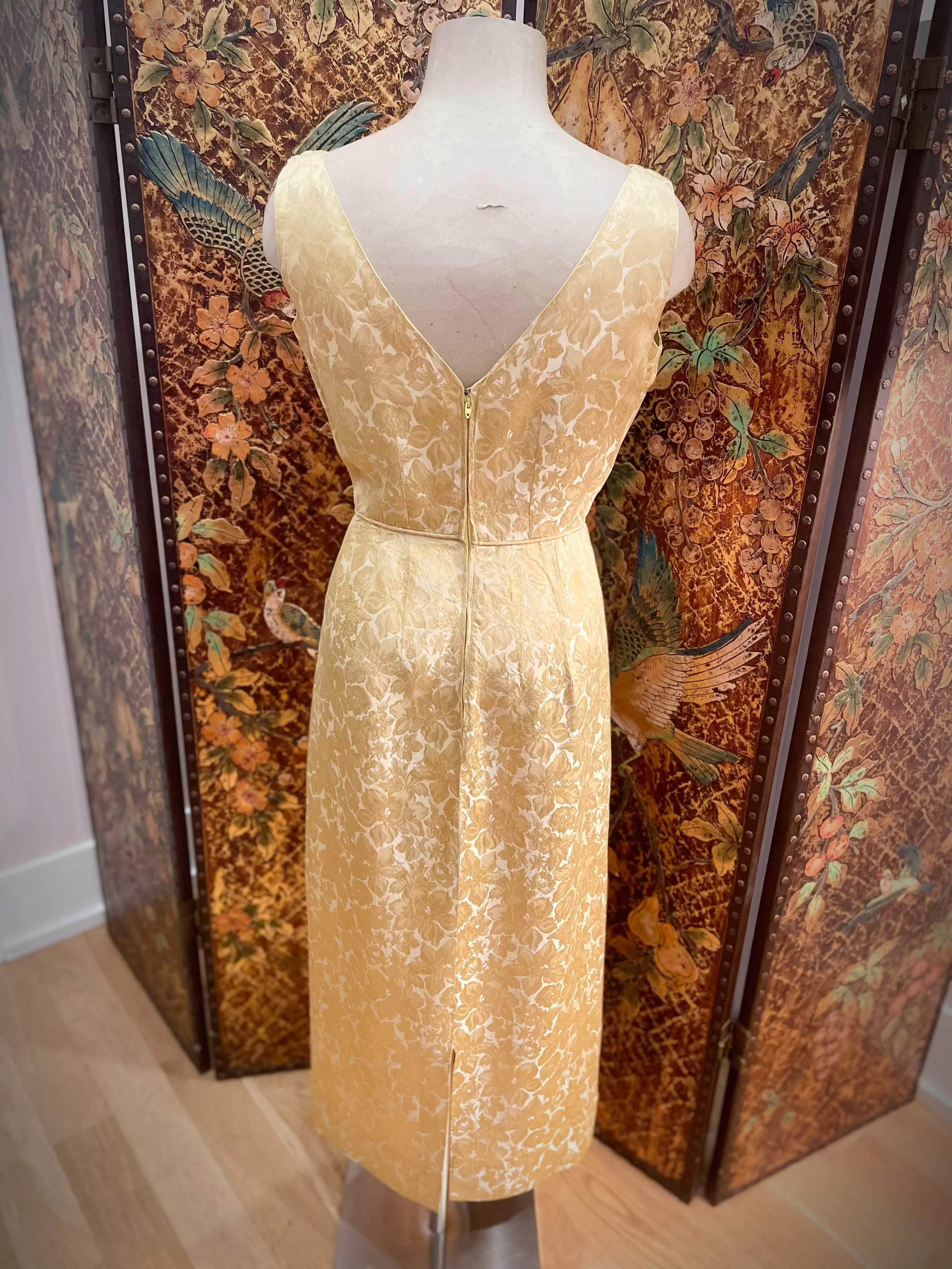 1960s Two Piece Marigold Satin Gown