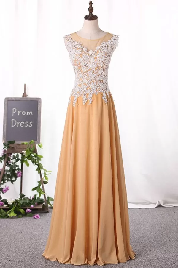 2024 Prom Dresses A Line Scoop With Applique Chiffon PF3YD6E3