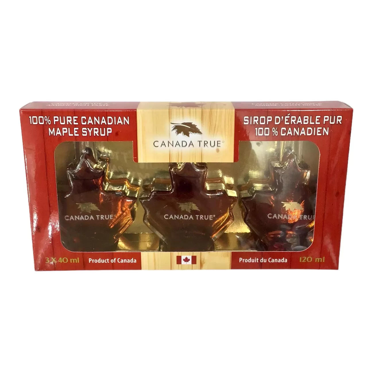 3 X  40 ml Canadian Maple syrup Maple Leaf Shaped Bottles