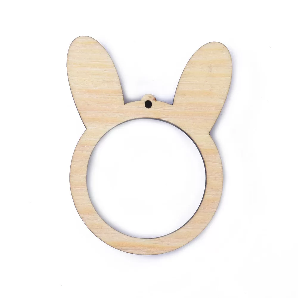 45mm Bunny Ear Pendant Kit Tiny Embroidery Hoop Cross Stitch Hoop Tiny Wooden Frame Embroidery diy Pendant Popular Culture 1pcs