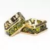 4mm Gold Plate Squaredell - Olivine (Sold by the piece)