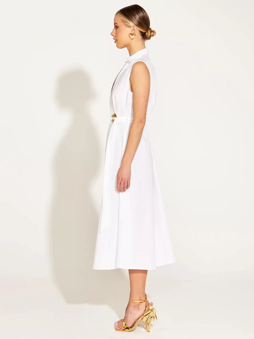 A Walk In The Park Linen Sleeveless Midi Dress