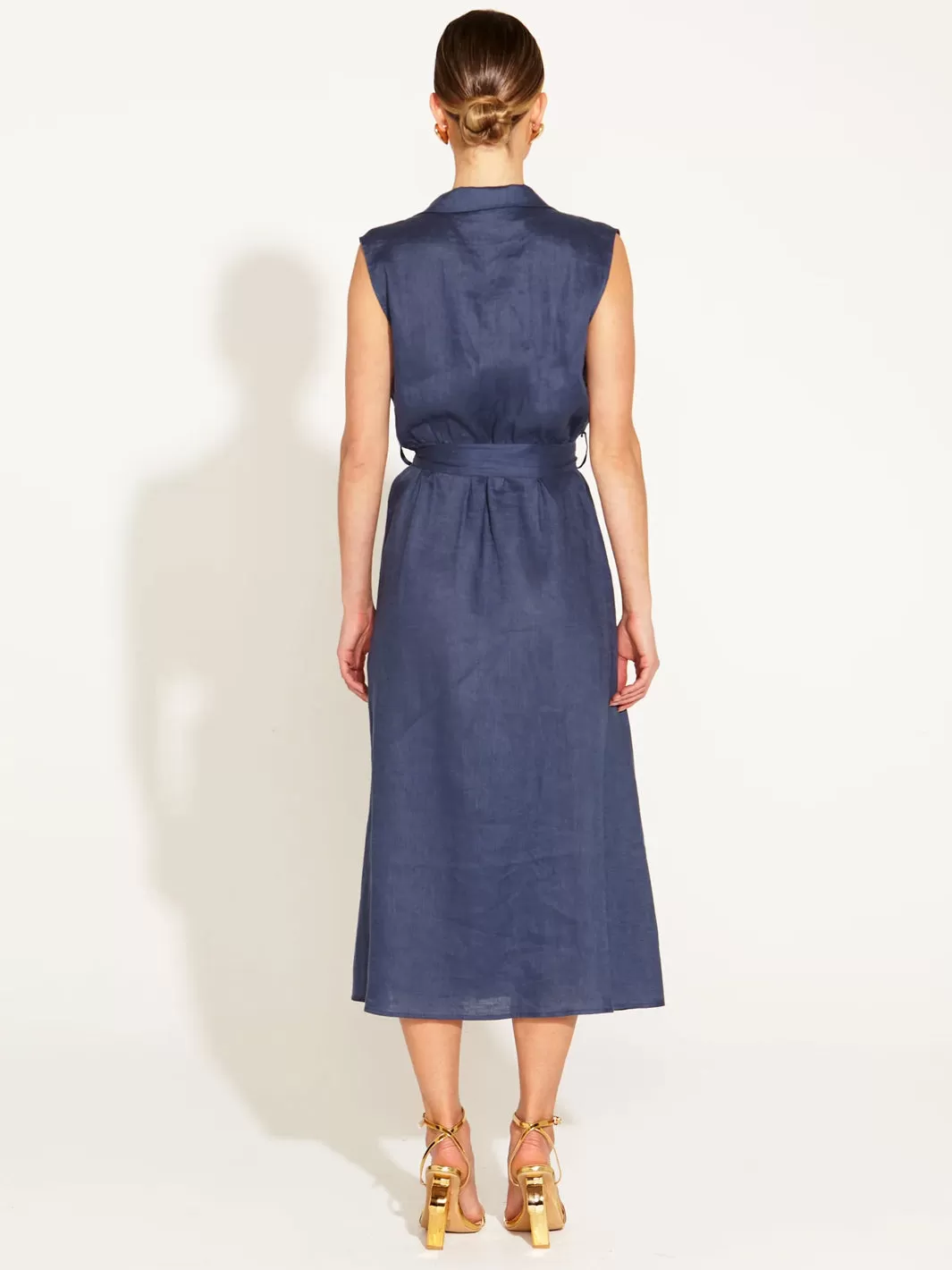 A Walk In The Park Linen Sleeveless Midi Dress