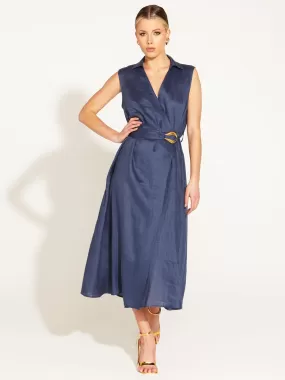 A Walk In The Park Linen Sleeveless Midi Dress