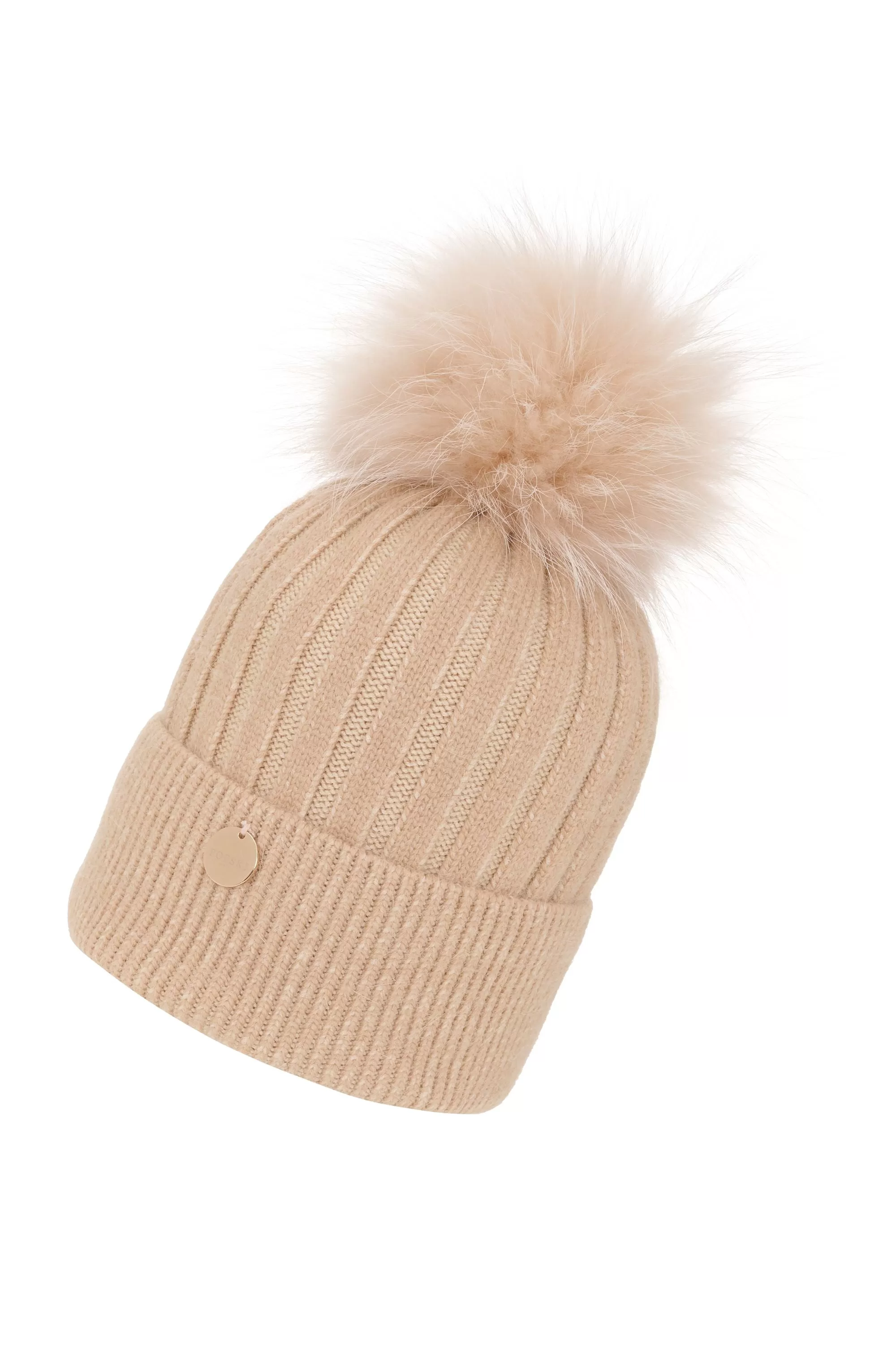 Adults Cream Angora Beanie Hat with matching Pom