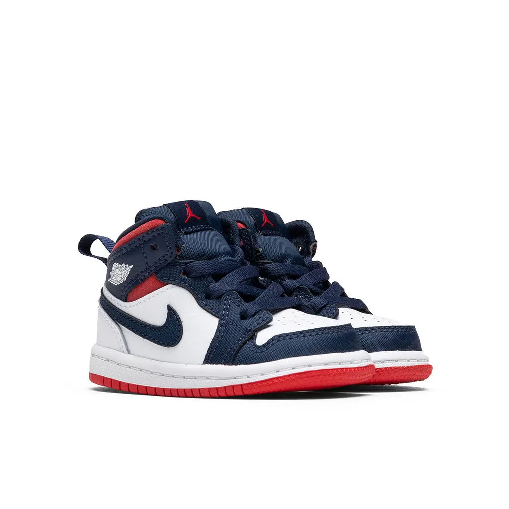 Air Jordan 1 Mid SE (TD) - White/University Red/Midnight Navy