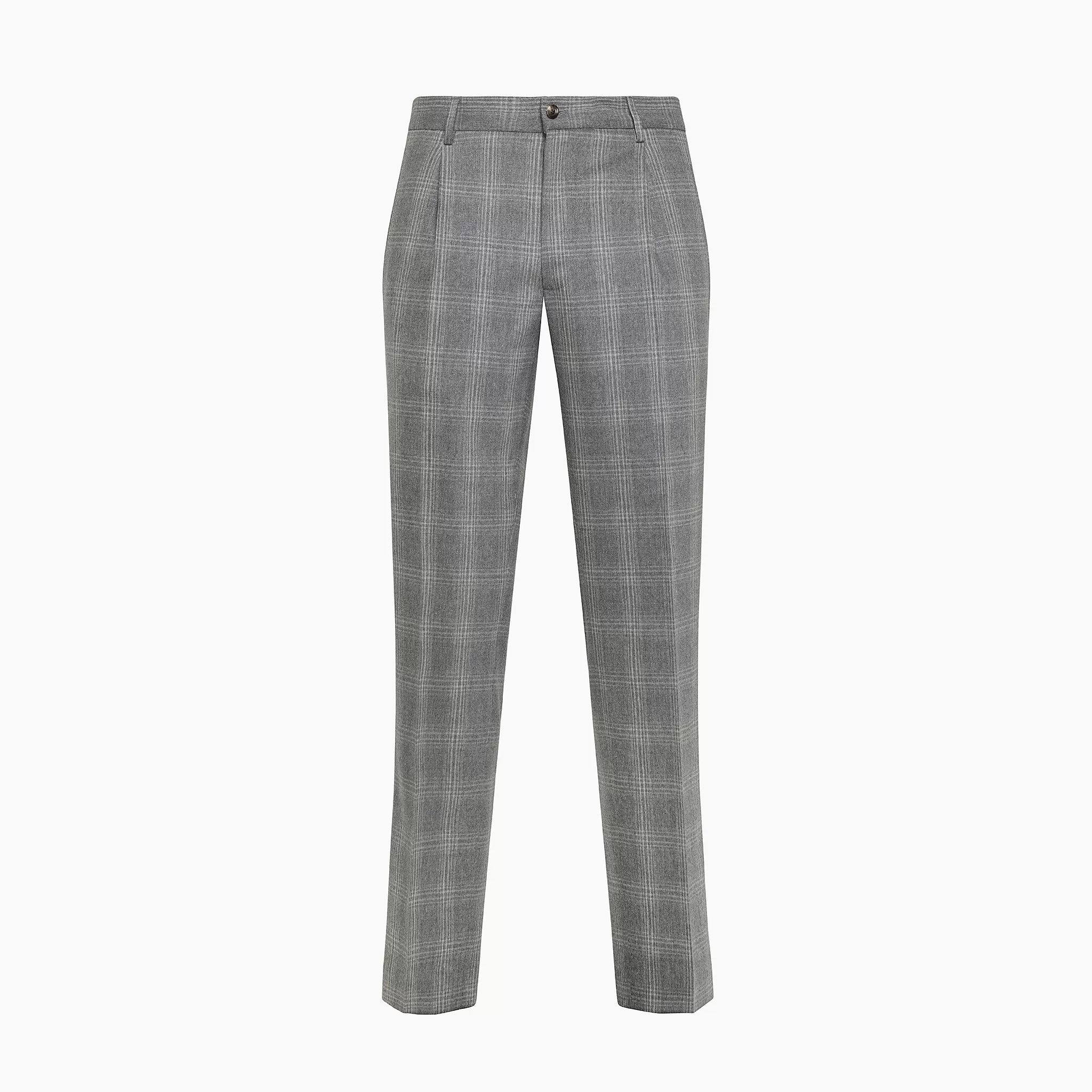 Alain Pleated Chino Check Stretch Cash Wool