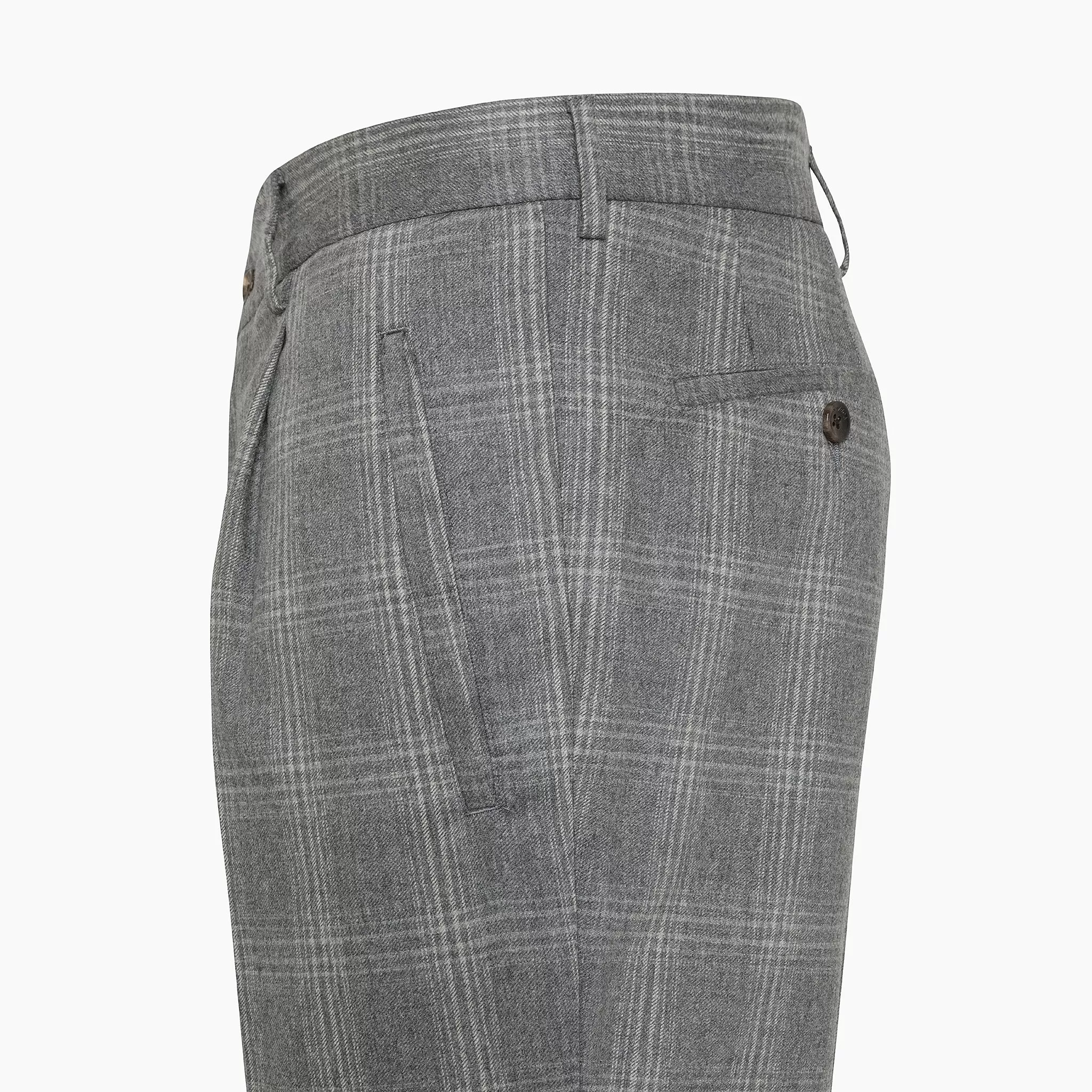 Alain Pleated Chino Check Stretch Cash Wool