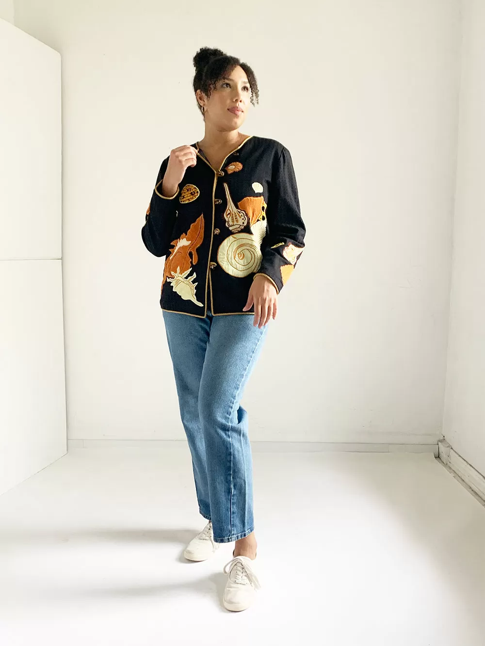 Allure Shell Embroidered Patch Jacket