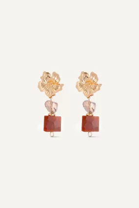 Amber Agate with Rutilated Quartz Earrings