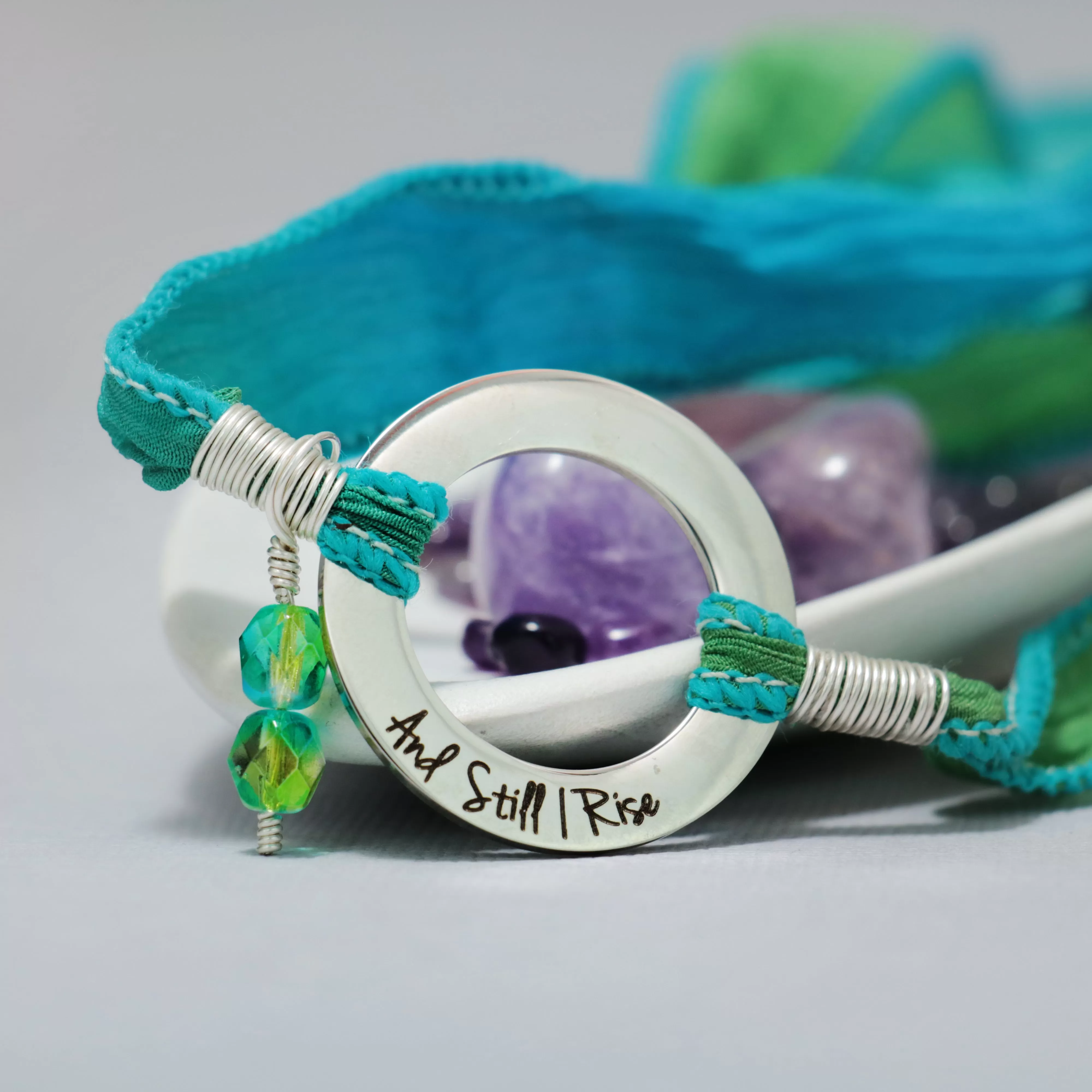 And Still I Rise - Inspirational Silk Ribbon Boho Bracelet | Moonkist Designs