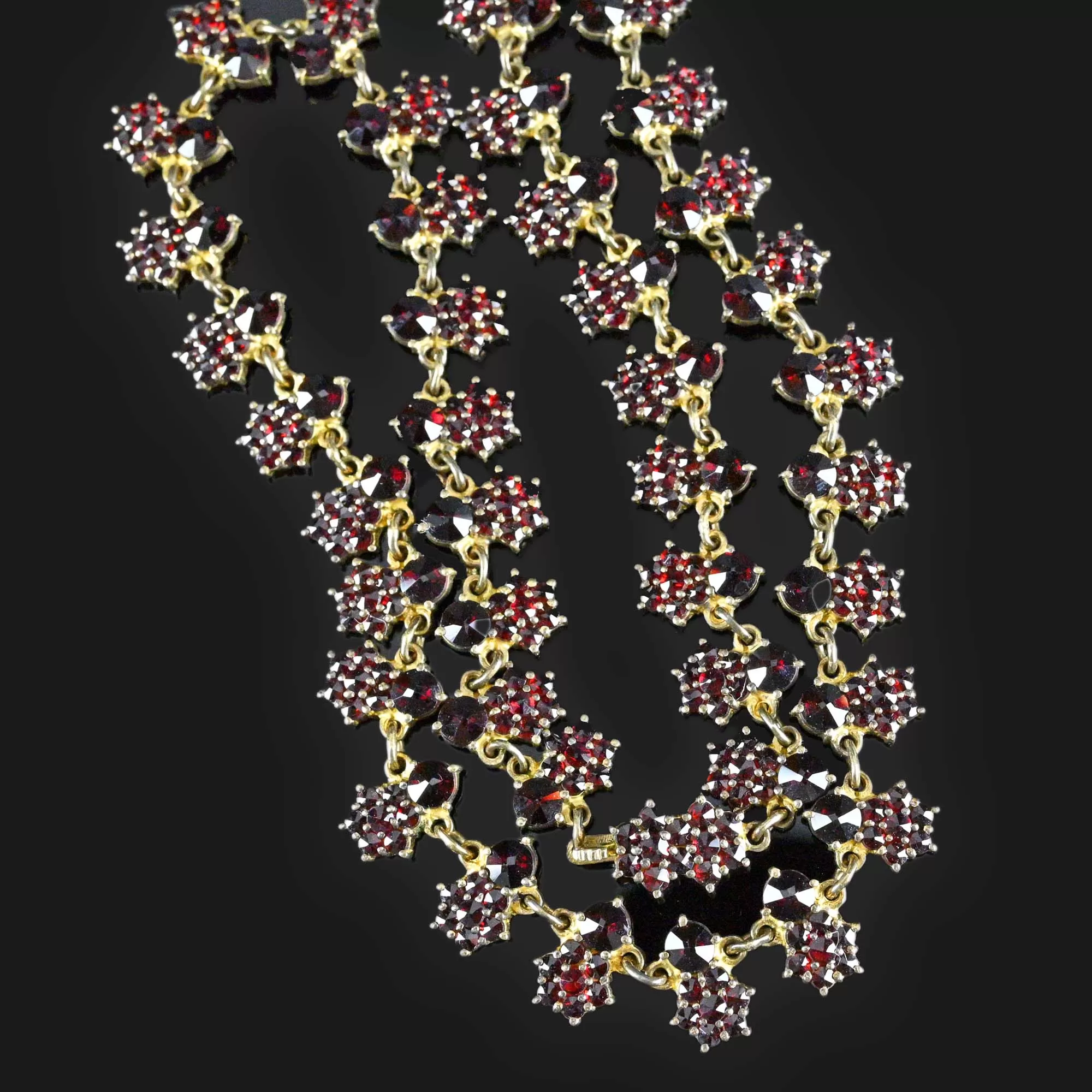 Antique Flower Cluster Garnet Collar Necklace