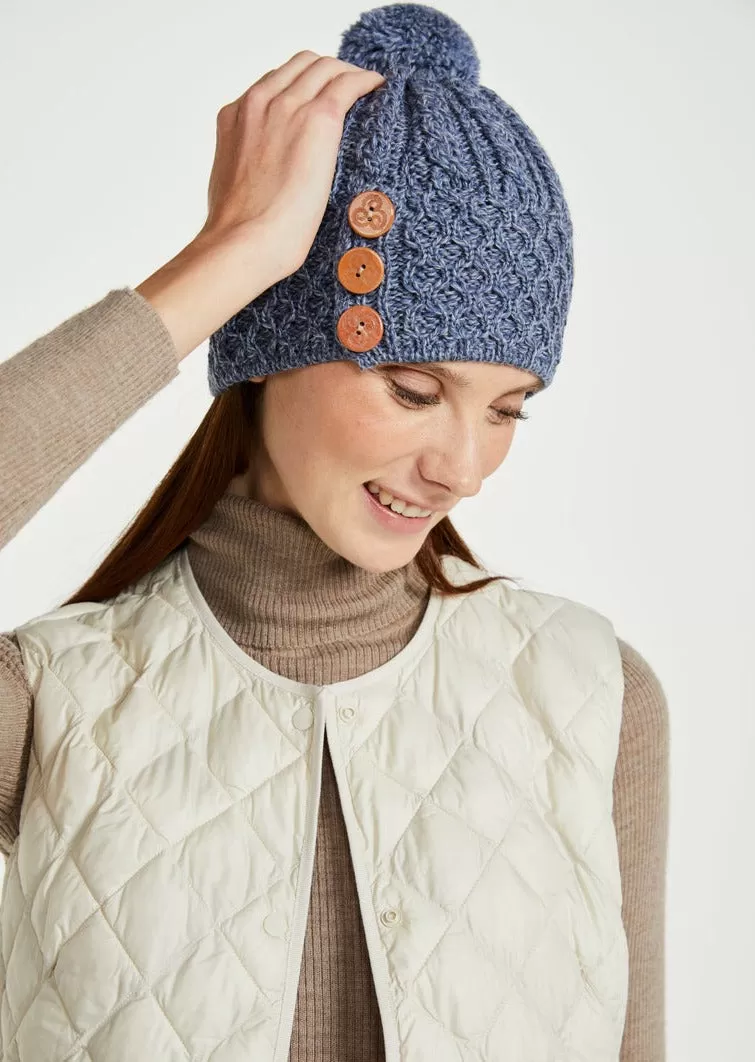 Aran Button Hat | Denim