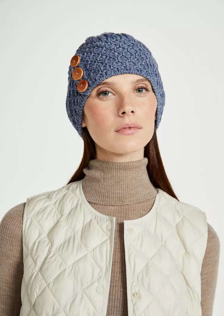 Aran Button Hat | Denim