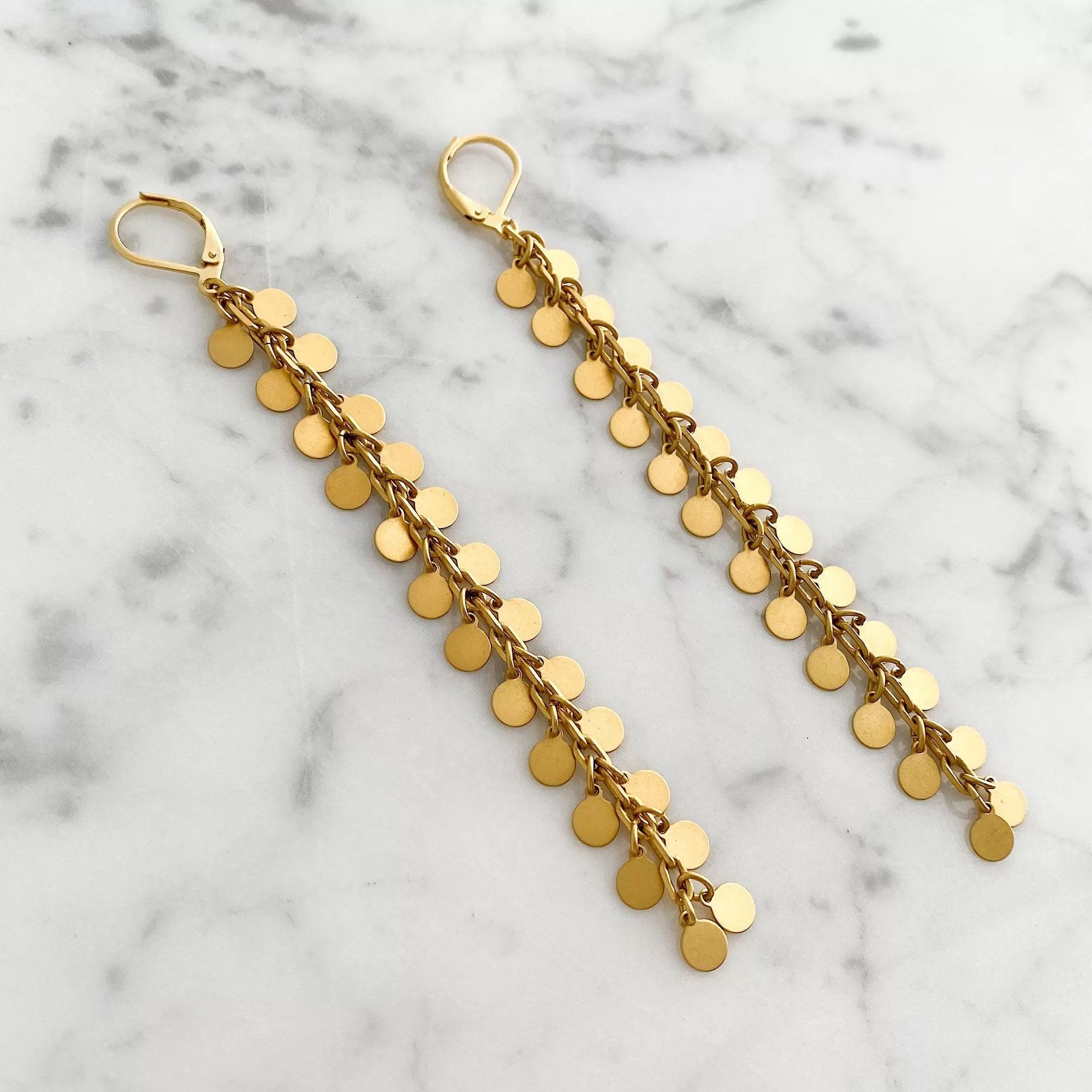 ARTURO gold disc long earrings