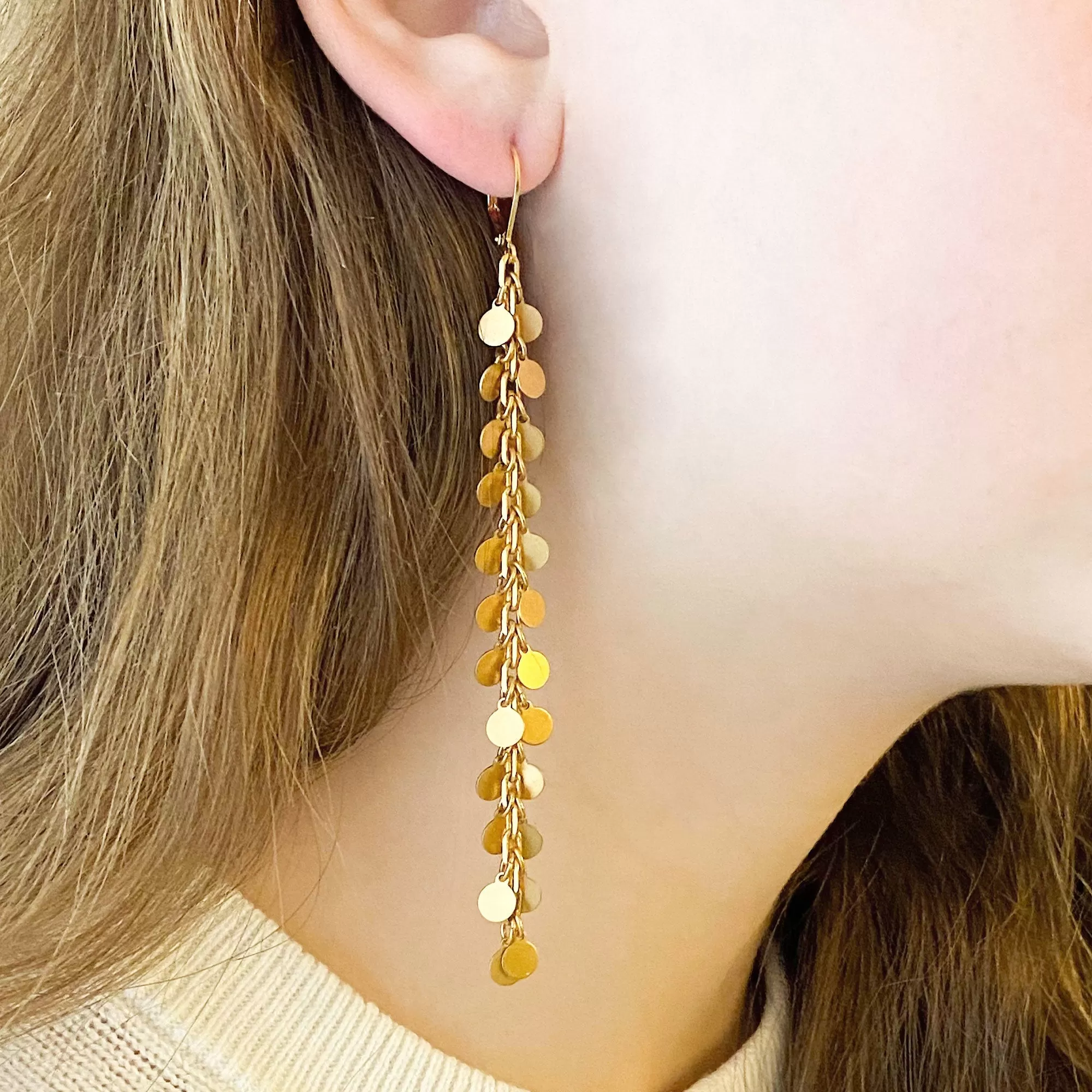 ARTURO gold disc long earrings