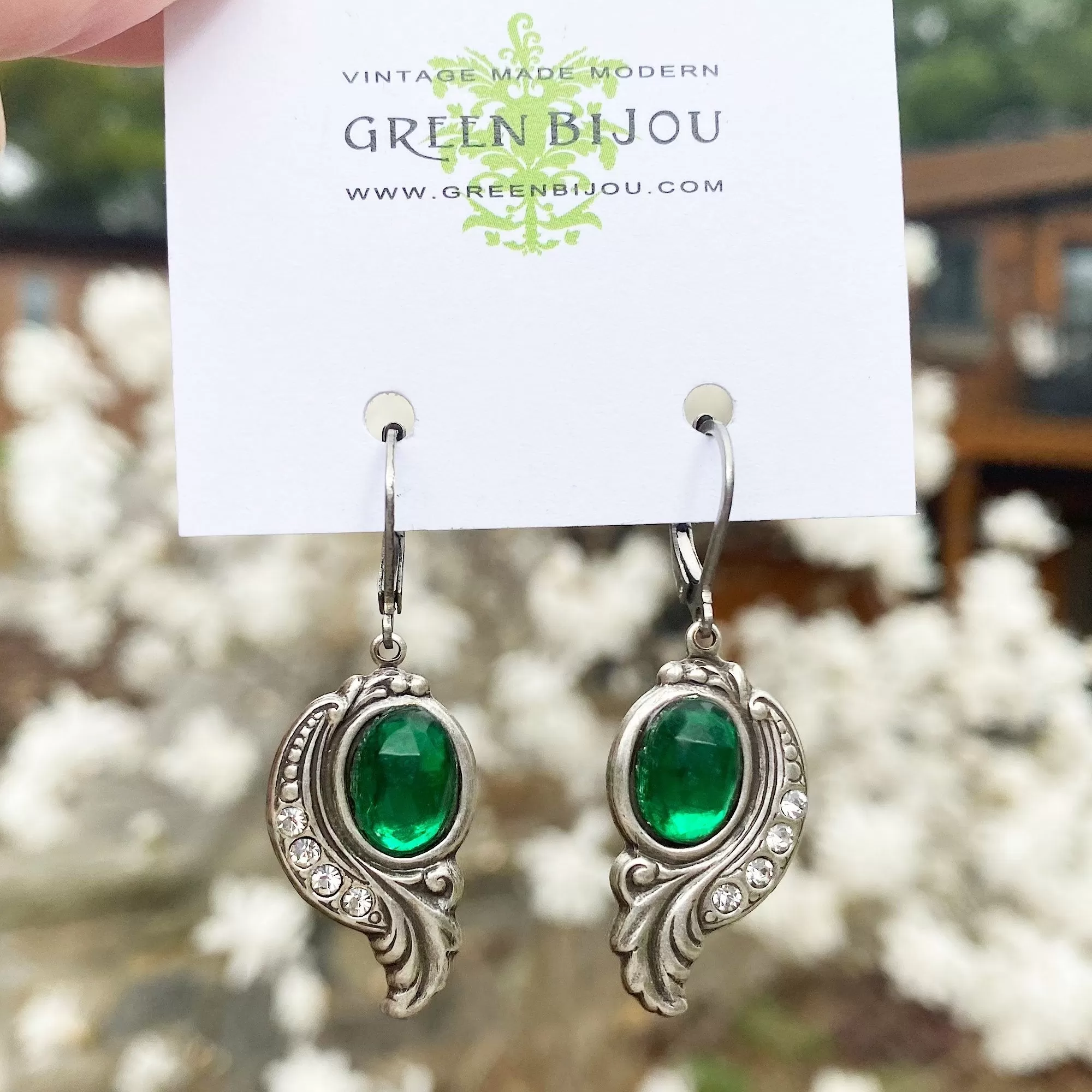 AUGUSTINE Art Nouveau emerald earrings