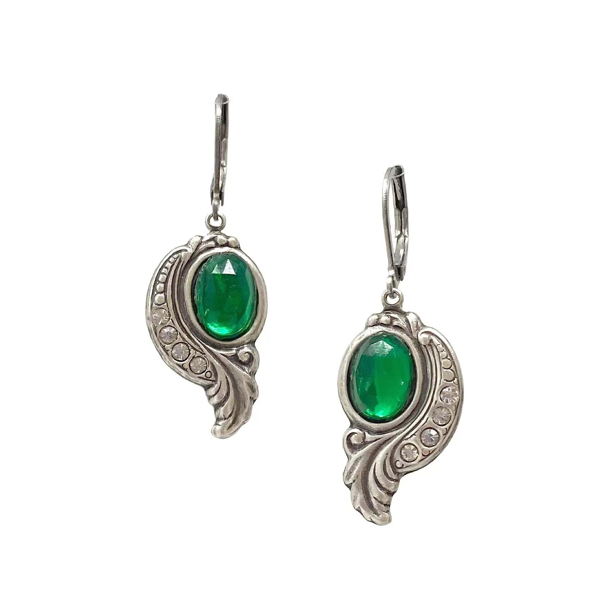 AUGUSTINE Art Nouveau emerald earrings