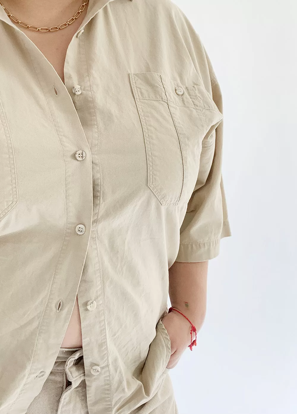 Averroe Khaki Short Sleeved Button Up