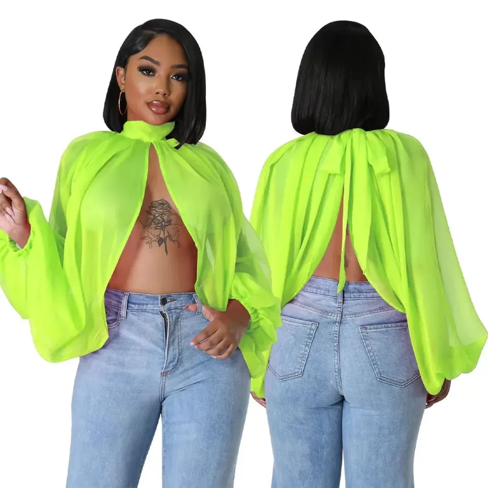 Batwing Chiffon Split Blouse