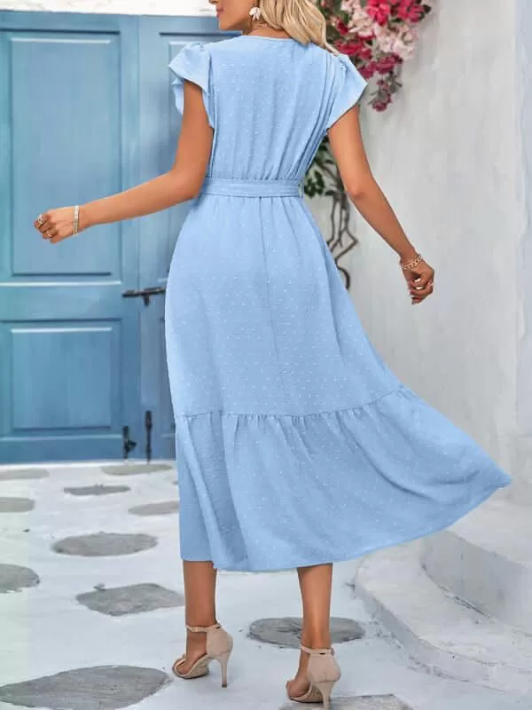 Belted Short Sleeve Maxi Dress