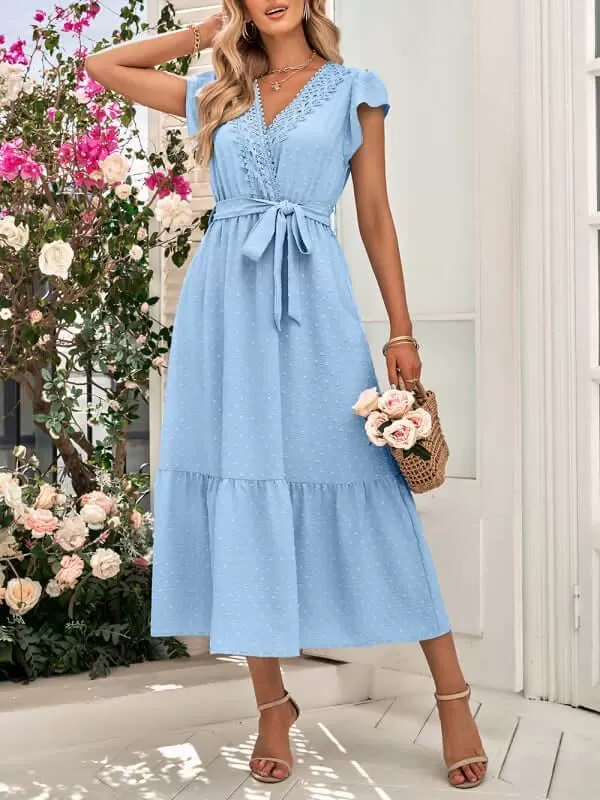 Belted Short Sleeve Maxi Dress