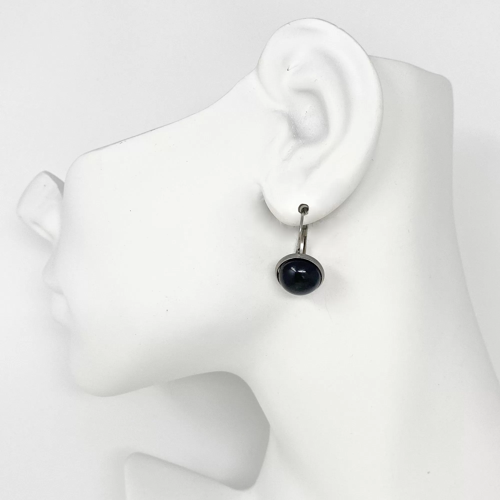 BENTON silver and black drop earrings