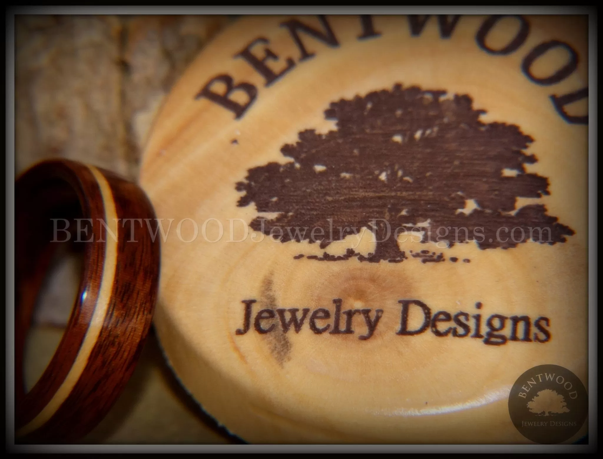 Bentwood Ring - S. American Rosewood with N. American Maple Inlay