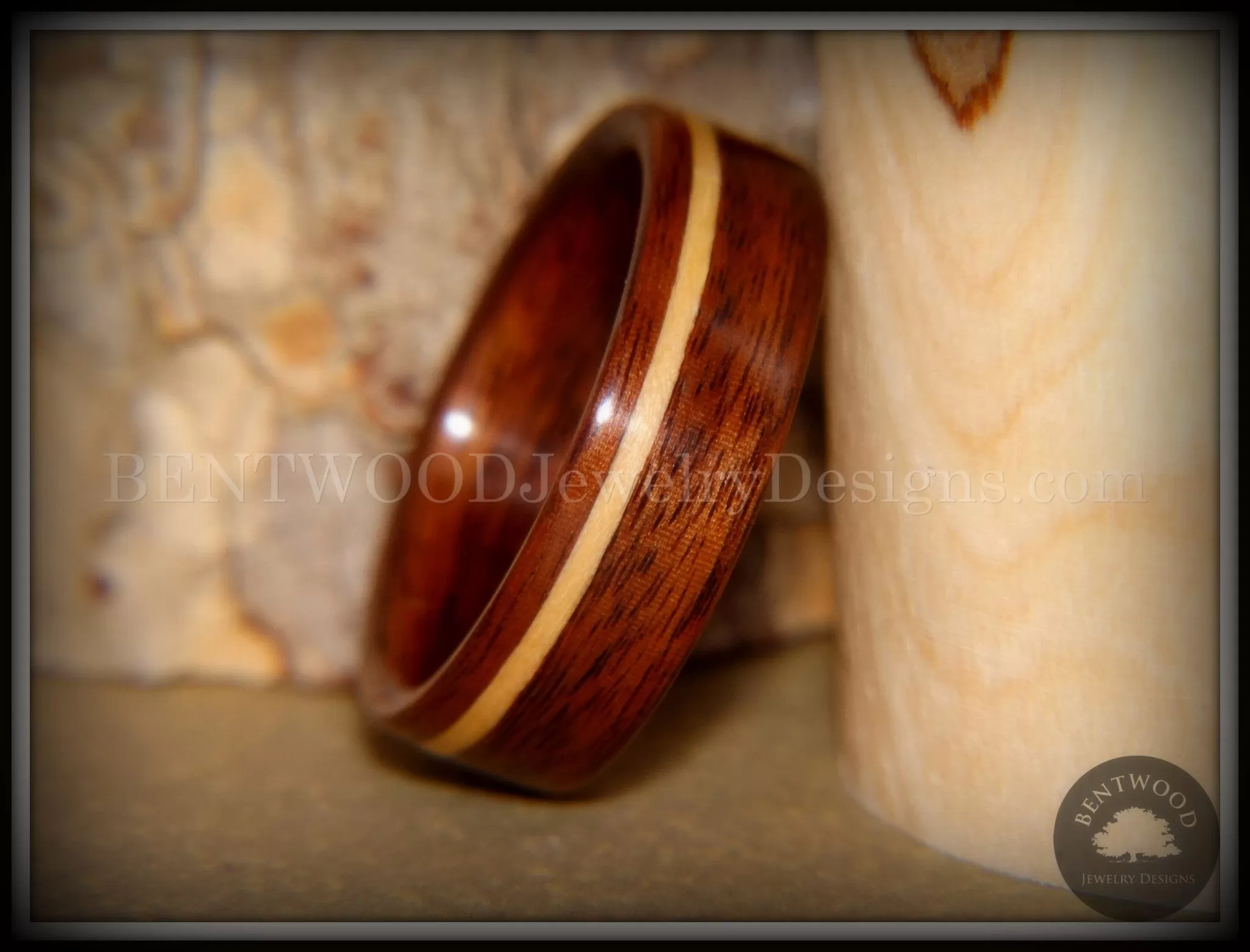 Bentwood Ring - S. American Rosewood with N. American Maple Inlay