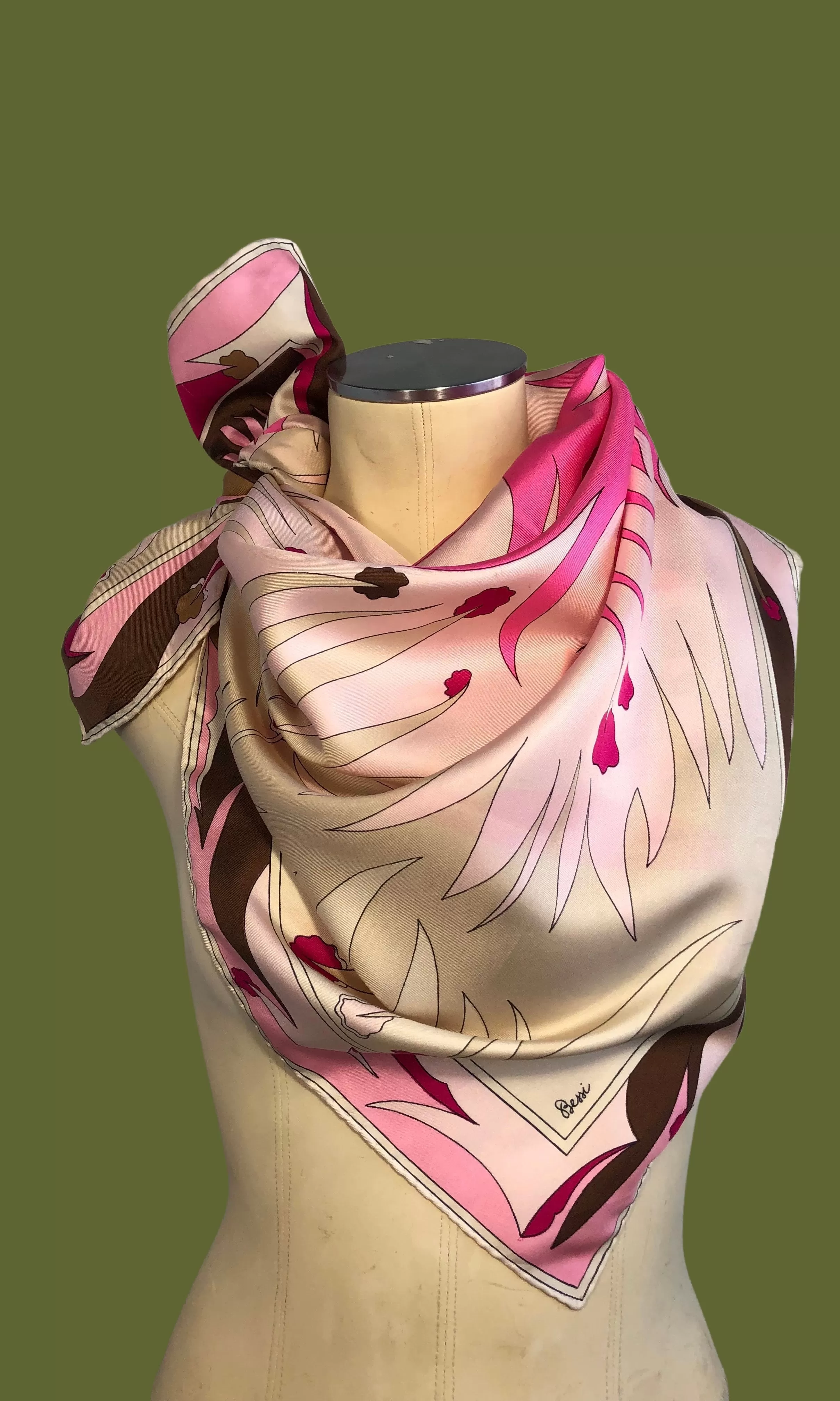 BESSI 60s Pink Silk Scarf