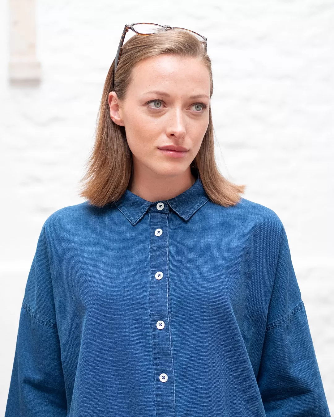 Bibico Anya shirt, textured denim