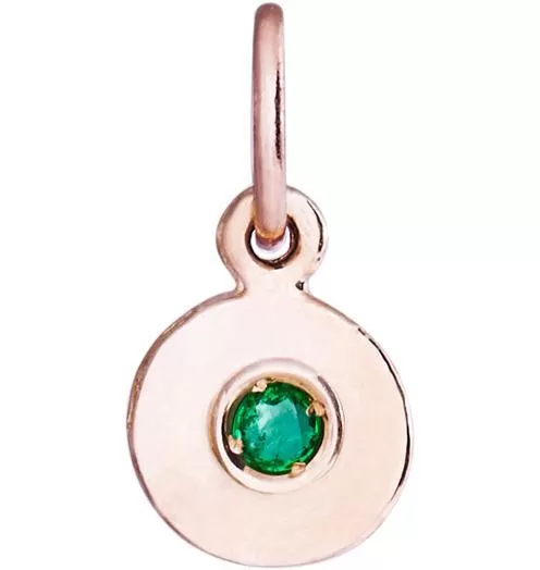 Birthstone Mini Disk Charm With Emerald