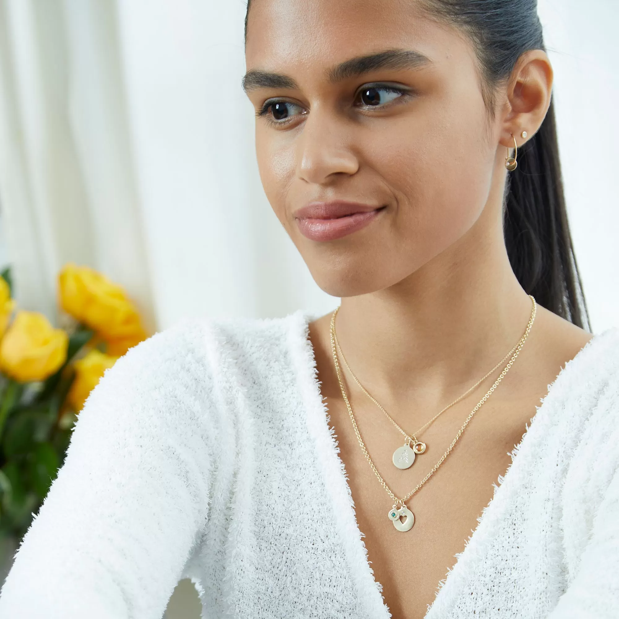 Birthstone Mini Disk Charm With Emerald