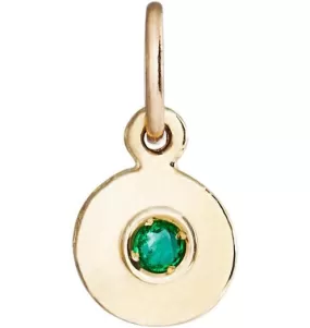 Birthstone Mini Disk Charm With Emerald