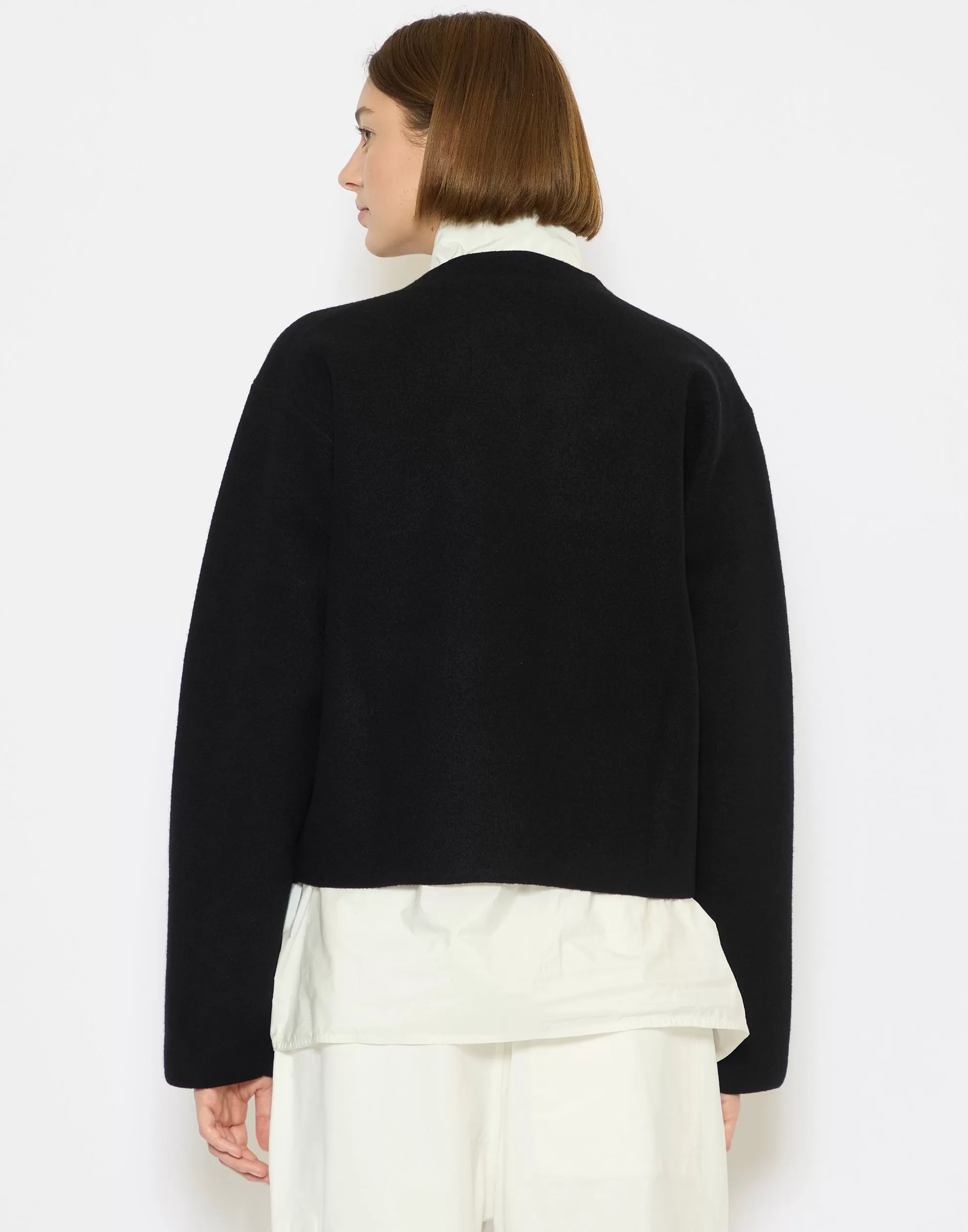 Black Boiled Wool Meet Cardigan