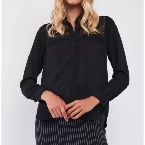 Black Lace Trim Blouse