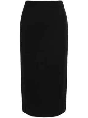 Black Lette Wool Midi Skirt RETE 002 00020