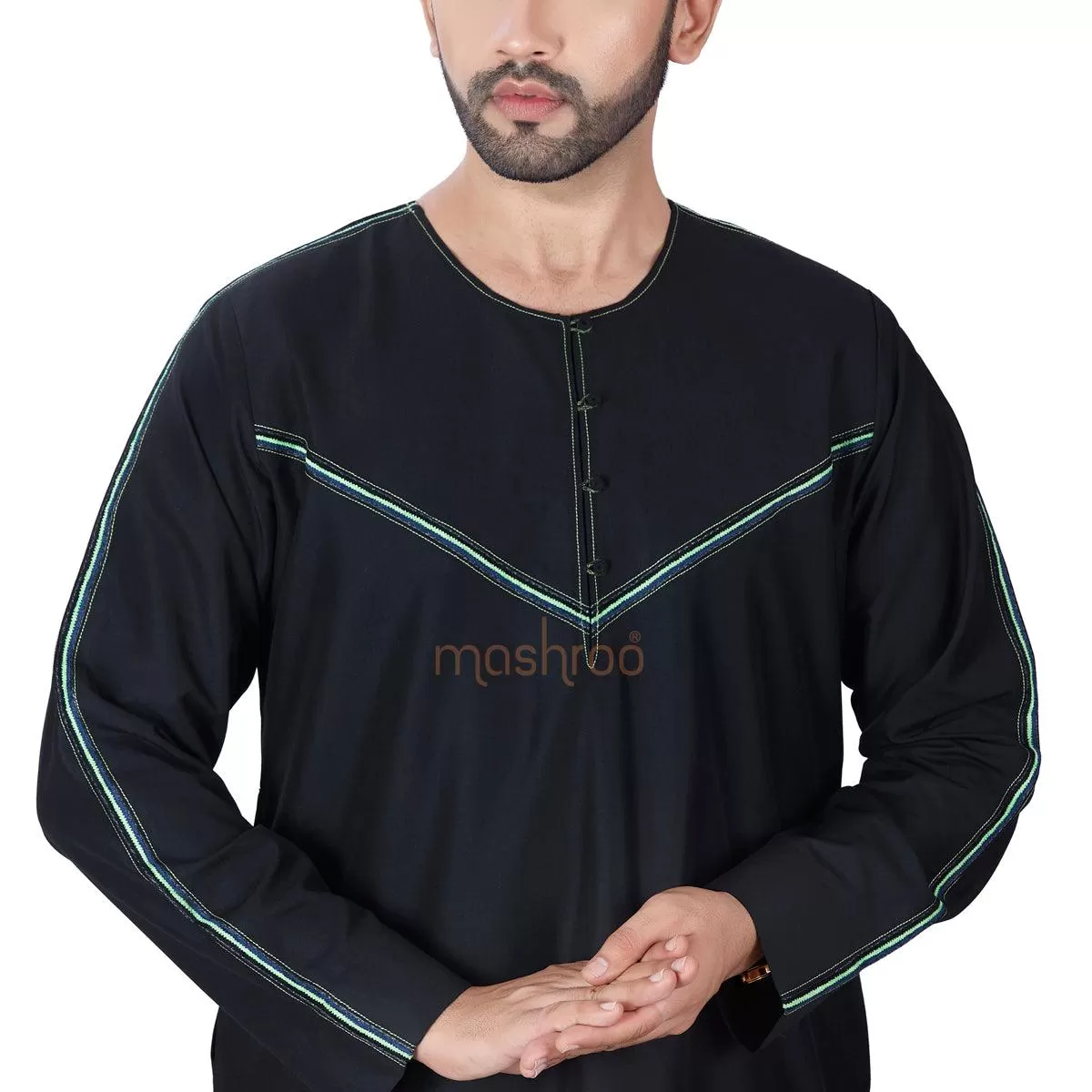 Black Twill Emirati Thobe for Men