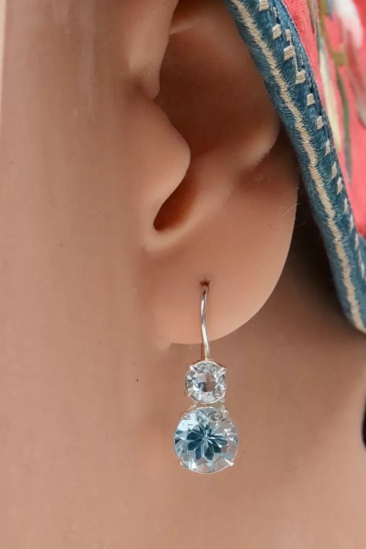 Blue Topaz Palace Silver Earrings