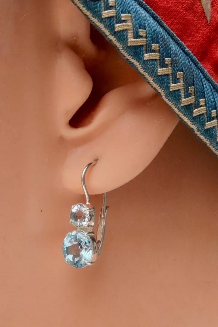 Blue Topaz Palace Silver Earrings