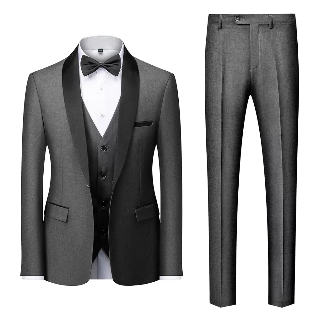 BRADLEY VIP SUITS Men's Fashion Formal 2 Piece & 3 Piece Tuxedo (Jacket   Pants   Vest) Black & Black Suit Set