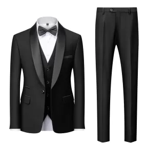 BRADLEY VIP SUITS Men's Fashion Formal 2 Piece & 3 Piece Tuxedo (Jacket   Pants   Vest) Black & Black Suit Set