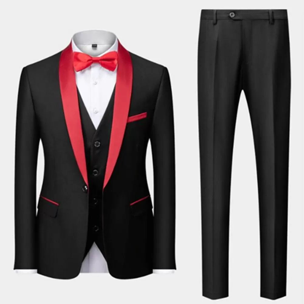 BRADLEY VIP SUITS Men's Fashion Formal 2 Piece & 3 Piece Tuxedo (Jacket   Pants   Vest) Black & Black Suit Set