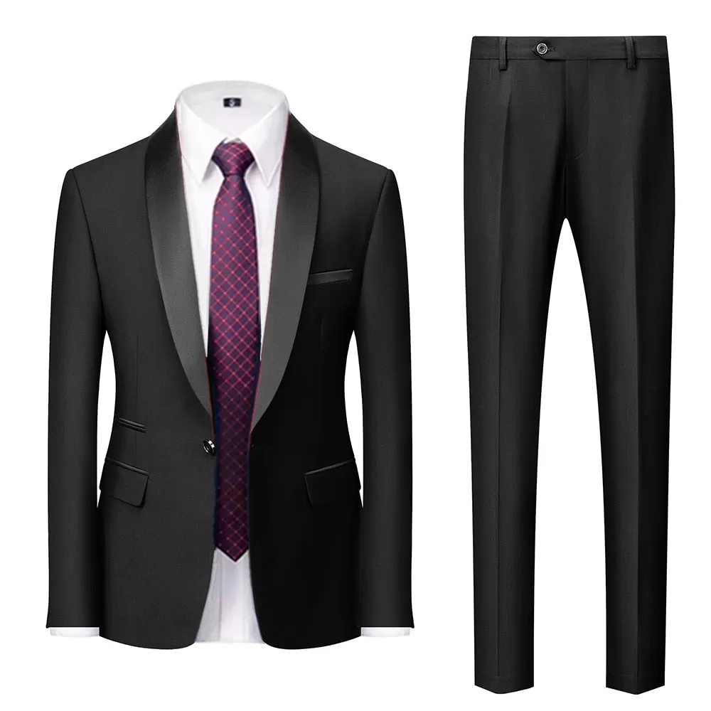 BRADLEY VIP SUITS Men's Fashion Formal 2 Piece & 3 Piece Tuxedo (Jacket   Pants   Vest) Black & Black Suit Set