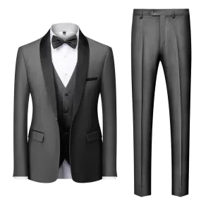 BRADLEY VIP SUITS Men's Fashion Formal 2 Piece & 3 Piece Tuxedo (Jacket   Pants   Vest) Gray & Black Suit Set