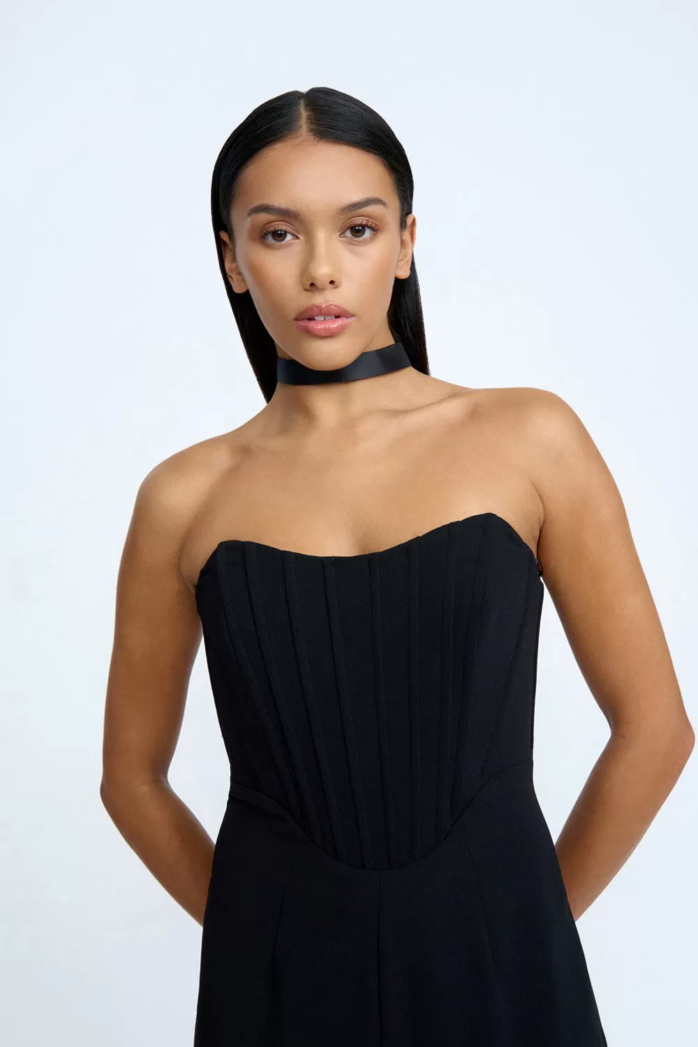 By Johnny Delphine Strapless Corset Dress