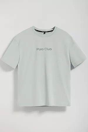 Camiseta gris azulado Saul relaxed fit de acabado peach effect con logo Minimal Combo Polo Club