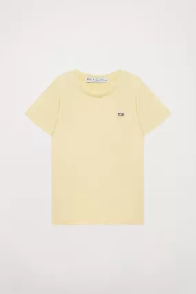 Camiseta orgánica de manga corta amarilla Neutrals kids con logo