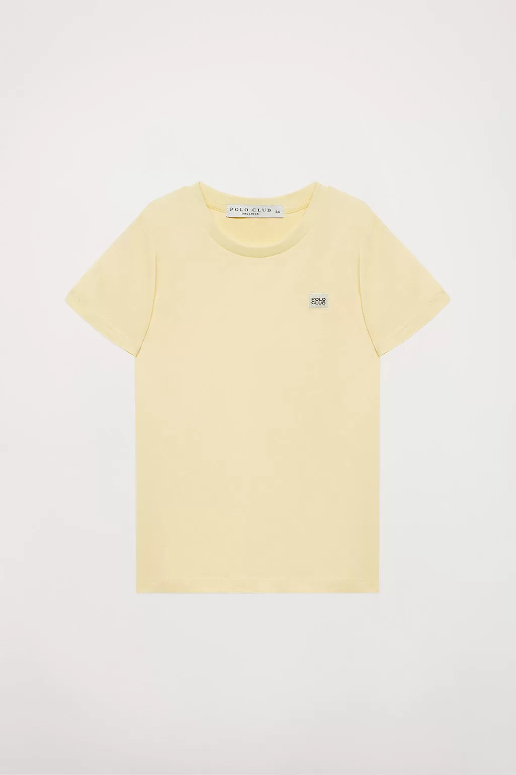 Camiseta orgánica de manga corta amarilla Neutrals kids con logo